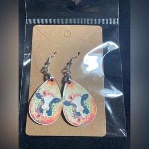 Cow Tear Drop Earrings